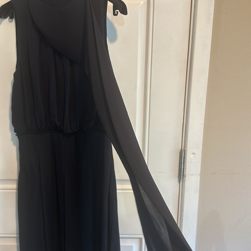 L’agence 100% silk midi scarf draped dress Navy blue Sz 2 Retail $600 luxury - Picture 5 of 8